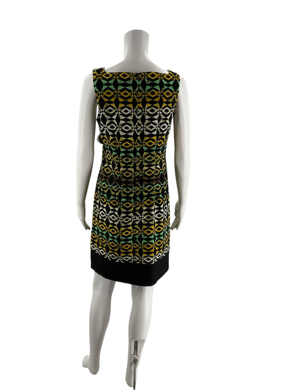 AB Studio Black/Yellow/Green Print Pre-Owned Ladies Dress - Size 6