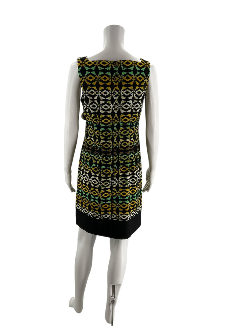 AB Studio Black/Yellow/Green Print Pre-Owned Ladies Dress - Size 6