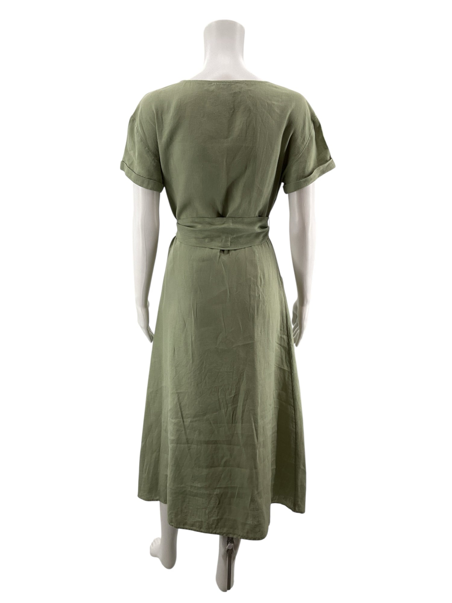 Rachel Zoe sage Midi Suzette 100% Linen Button-Front Midi Dress Sage Green XS - Size XS