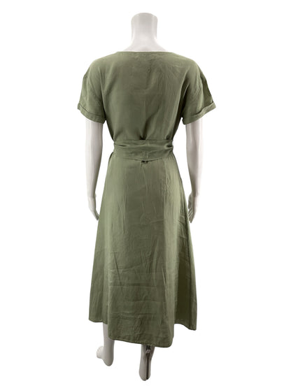 Rachel Zoe sage Midi Suzette 100% Linen Button-Front Midi Dress Sage Green XS - Size XS