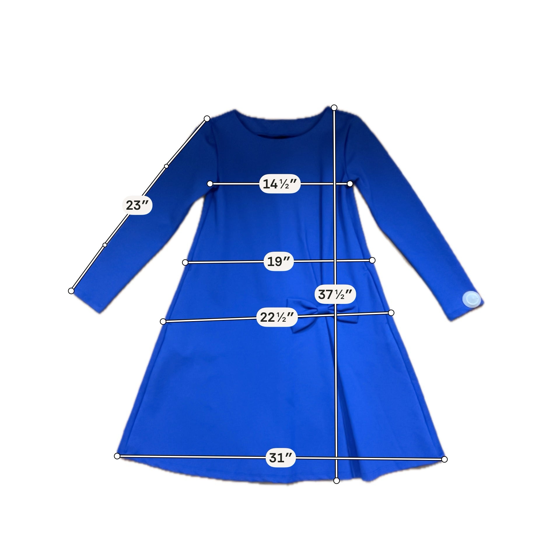 Le Muse Cobalt Blue Asymmetrical Bow Tunic Dress Size Small