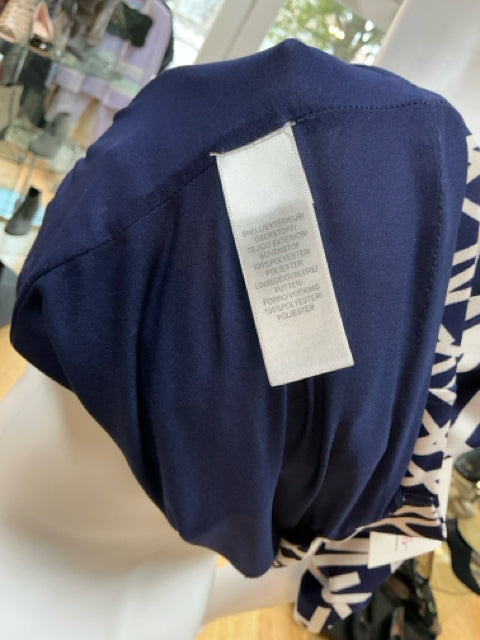 Adrianna Papell Navy/White Print Pre-Owned Ladies Dress - Size 4