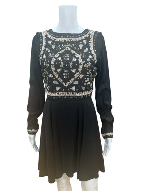 H&M Black Embroidered Dress Size 8