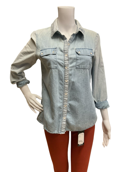 Kensie Size S Blue Denim Casual Top - Upstairs