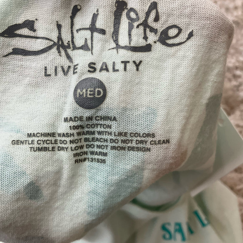 Salt Life Aqua Words Pre-Owned Ladies Top - Size Medium - Margaret’s Fine Consignment