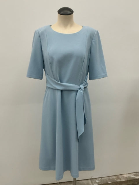 Adrianna Papell Light Blue Crepe Short Sleeve Sheath Midi Dress Size 8 - ONLINE ONLY