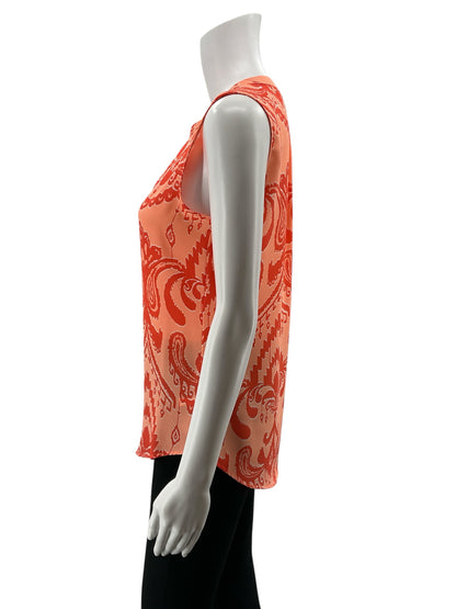 New York &amp; Co Orange Paisley Print Sleeveless Blouse Top XS