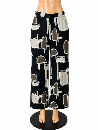 Zara Abstract Mushroom Print Wide Leg Palazzo Pants Size Large - ONLINE ONLY