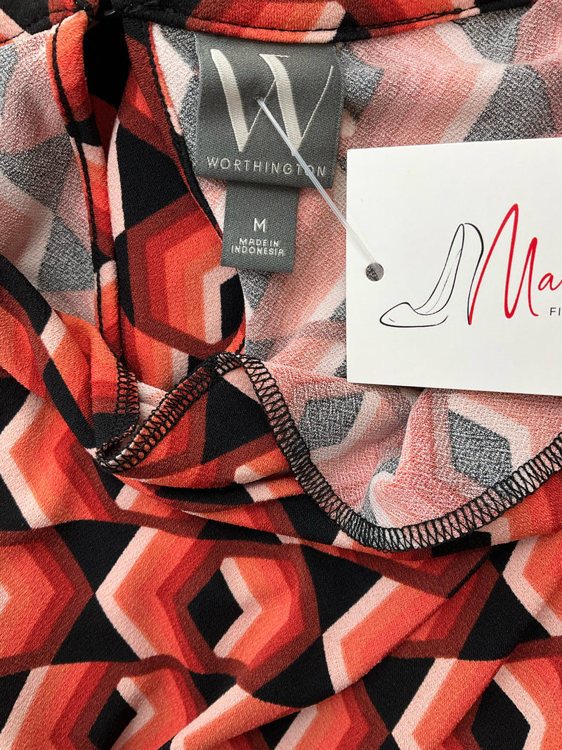 Worth Orange Print Pre-Owned Ladies Top - Size Medium