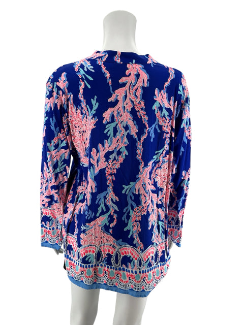 Lilly Pulitzer Tatum Tunic Top Peel and Eat Coral Print Size Large