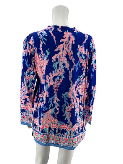 Lilly Pulitzer Tatum Tunic Top Peel and Eat Coral Print Size Large