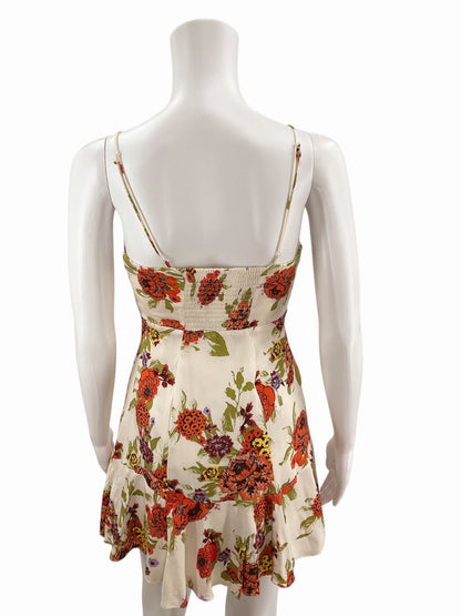 Free People Cream/Orange Floral Dress Size XS - rear view