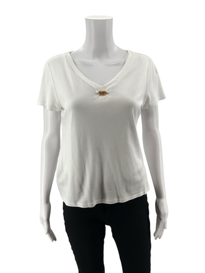 Talbots White Solid Pre-Owned Ladies Casual Top - Size Medium Petite - Margaret’s Fine Consignment