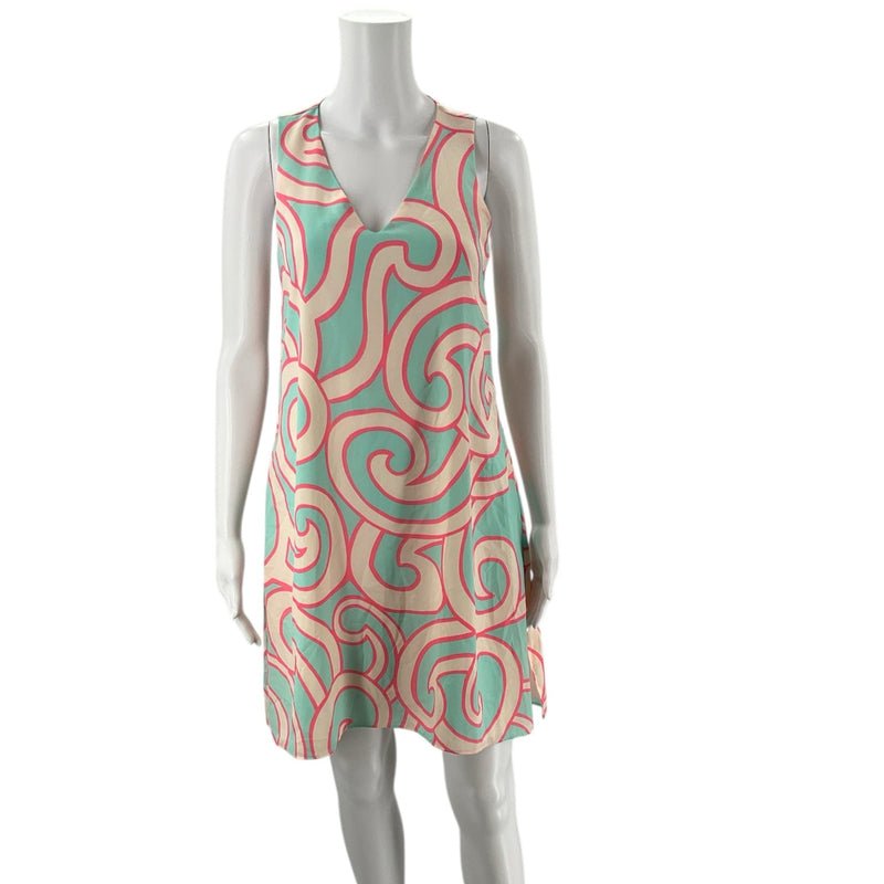 Julie Brown White/Pink/Blue Print Pre-Owned New with Tags Ladies Dress - Size Petite - Margaret’s Fine Consignment