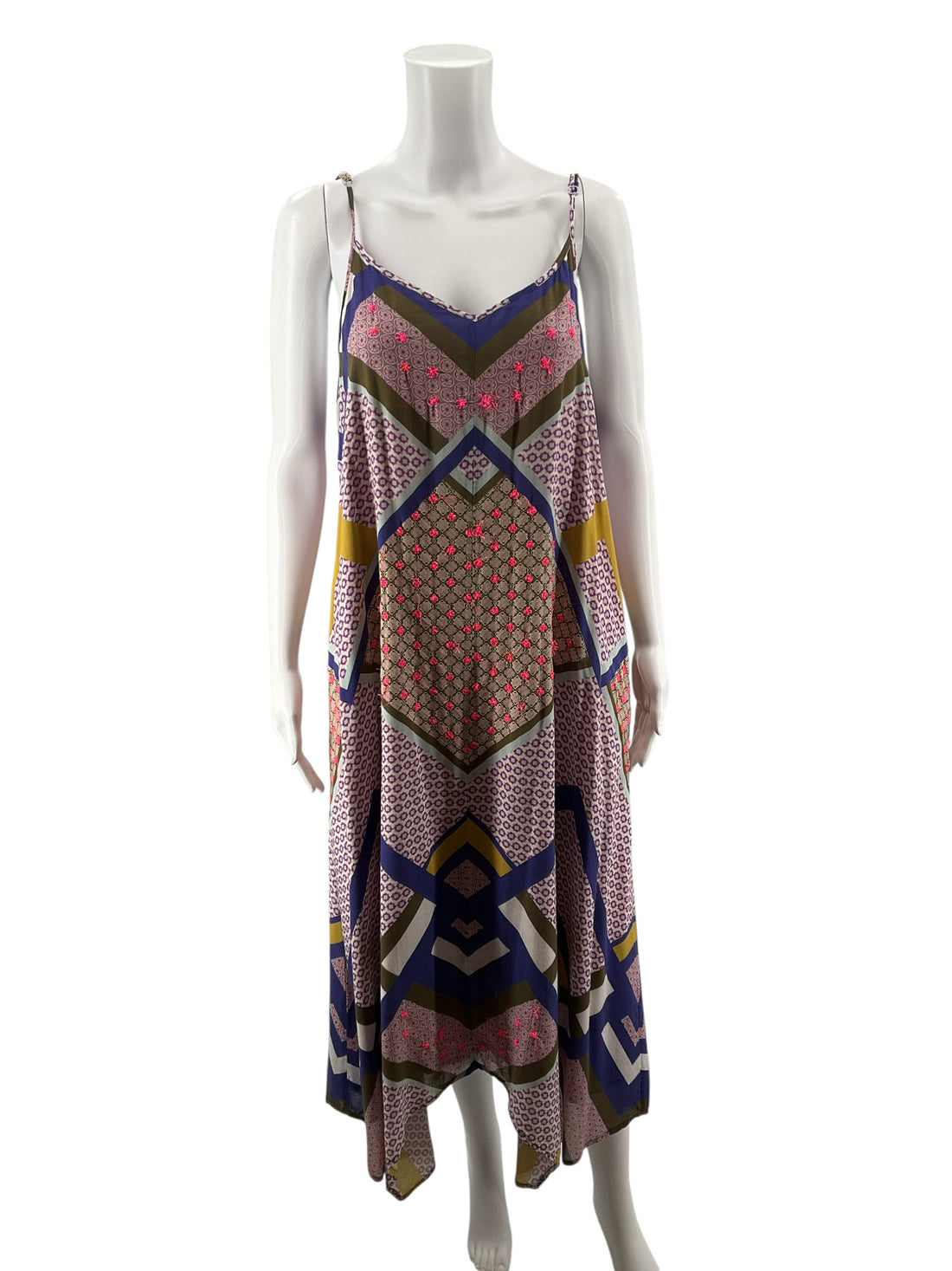 Sundance Multi Color Maxi Calista Patchwork Print Bohemian Midi Dress Size Medium - Size M