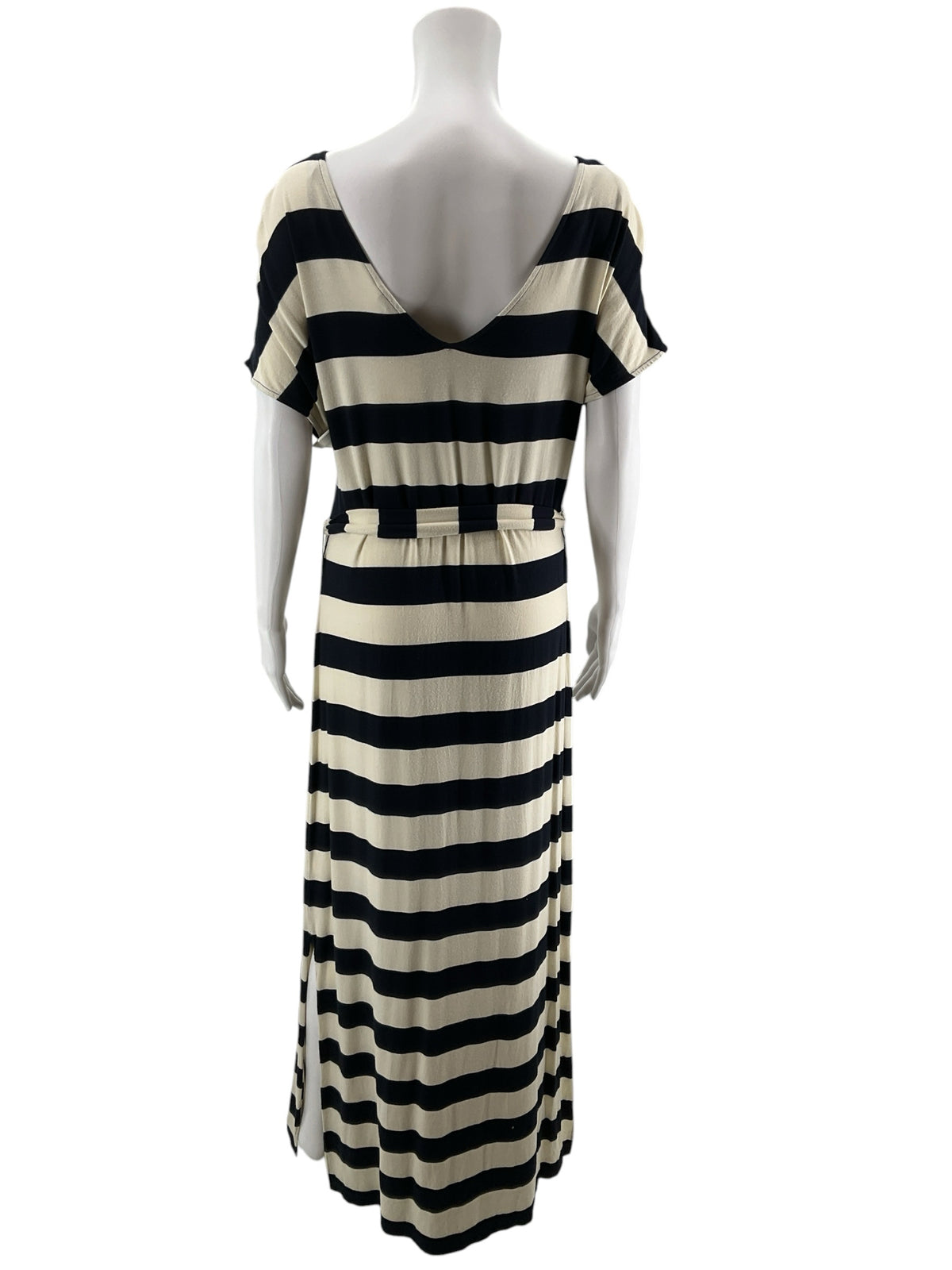 Banana Republic Navy &amp;amp; Cream Nautical Stripe Belted Maxi Dress Size Medium - ONLINE ONLY