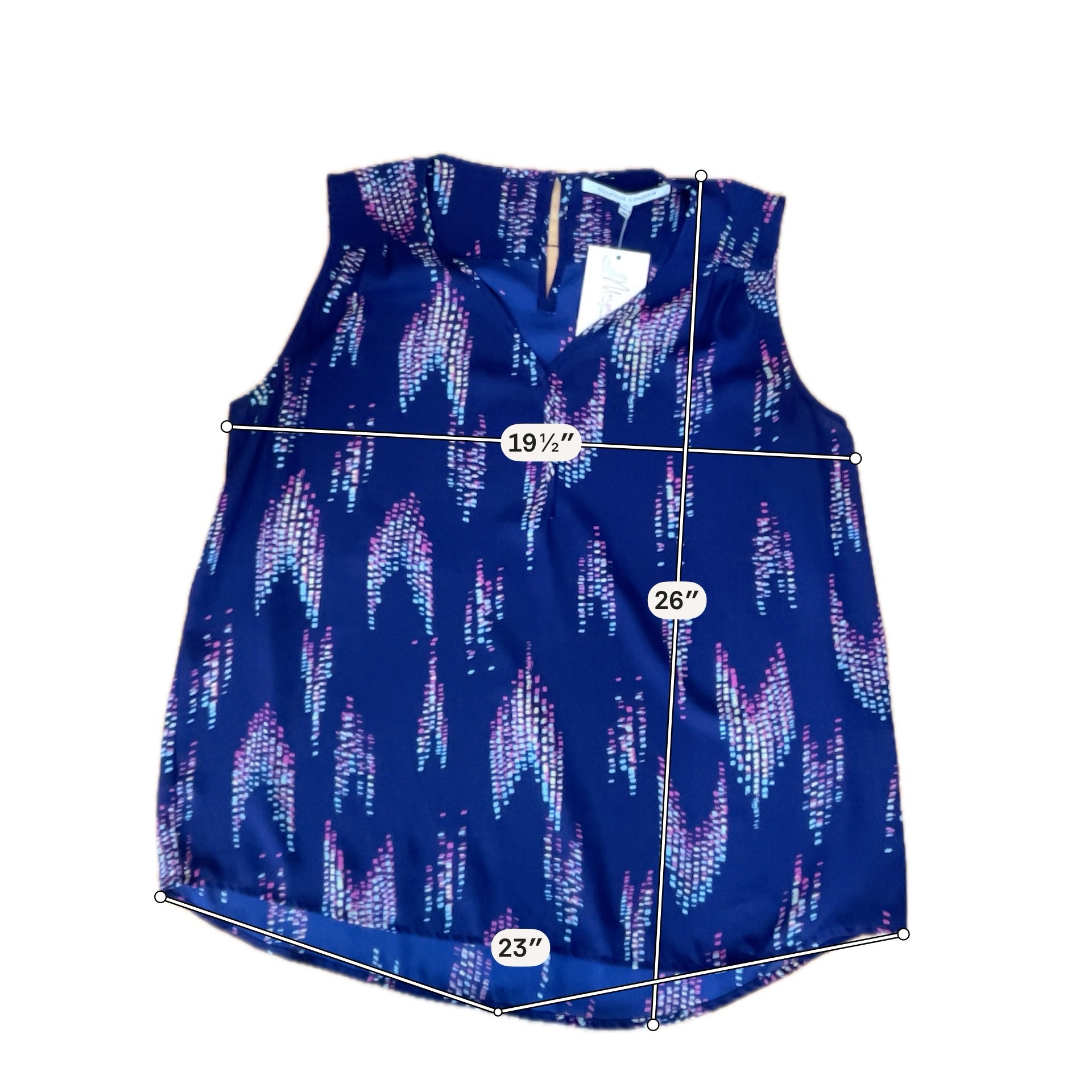 Collective Concepts Pixel Print Pleated V-Neck Sleeveless Blouse XL