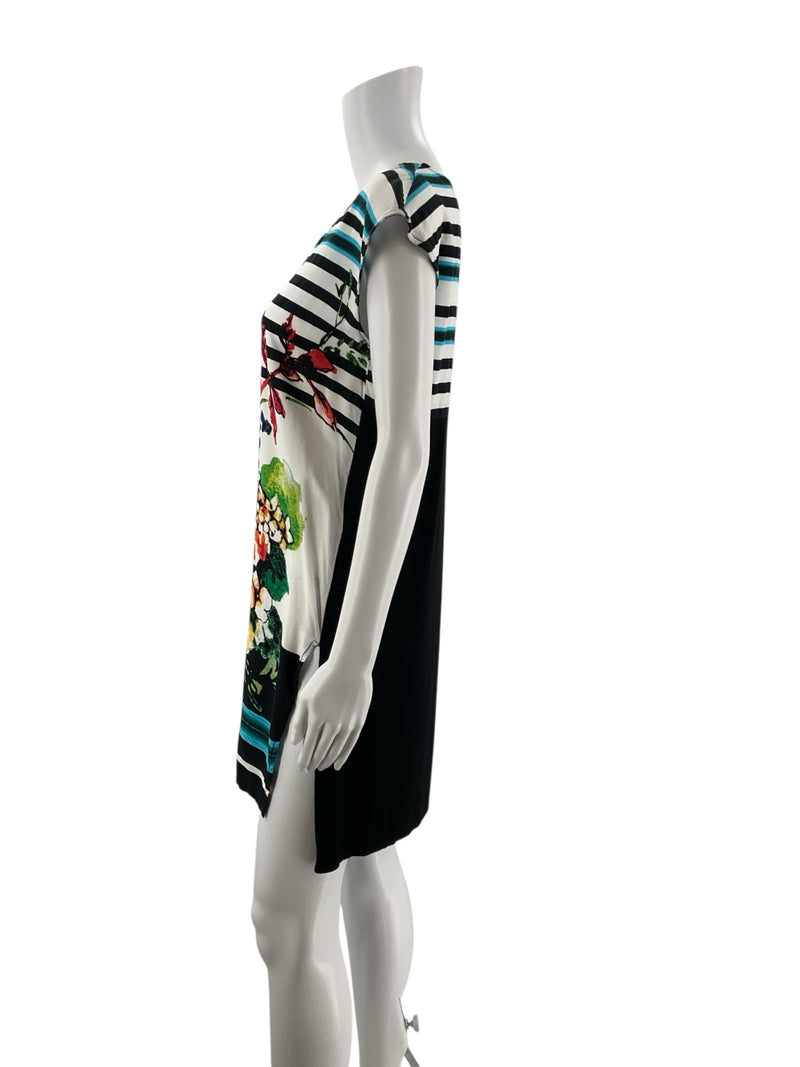 Melissa Paige White/Black/Multi Floral Pre-Owned Dress - Size Small