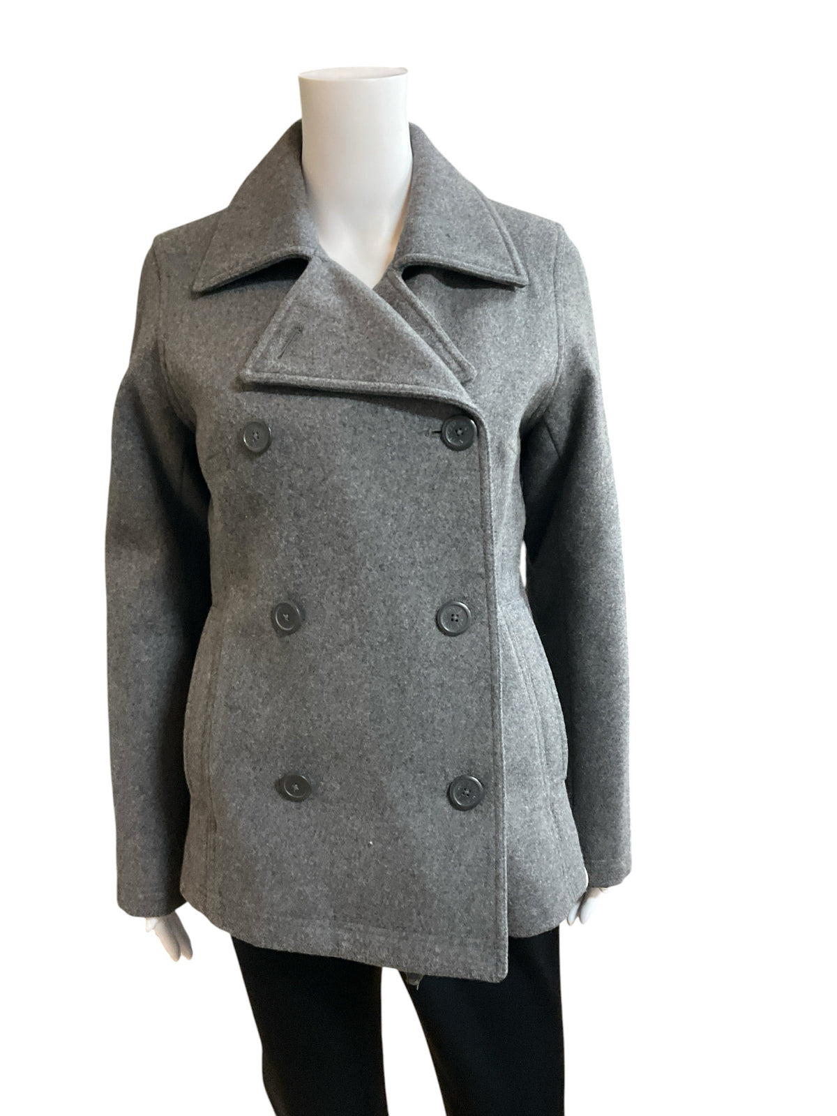 American Eagle Outfitters Gray Wool Blend Double Breasted Pea Coat | Size Small