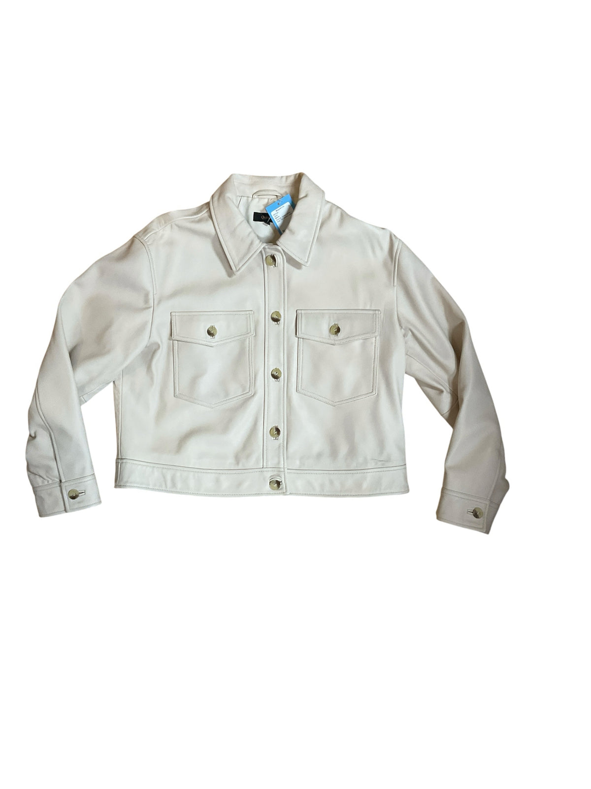 Quince Cropped Sheep Leather Jacket Birch White Womens Size Large