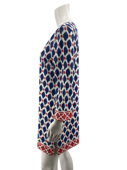 Barbara Gerwit white/red/blue Shift Barabara Gerwit White/Red/Blue Print Pre-Owned Ladies Dress - Size XL - Size XL