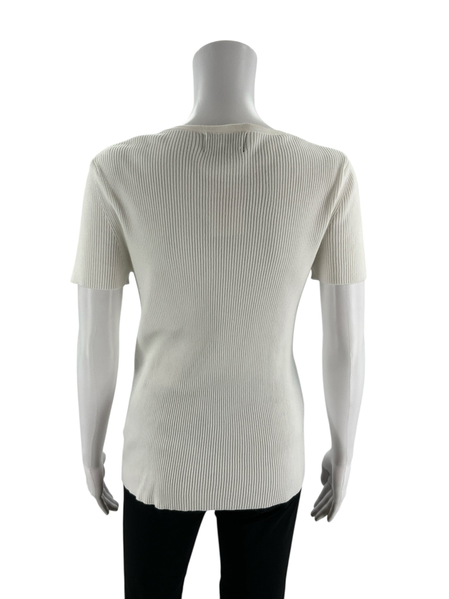 Premise White Ribbed Pre-Owned Ladies Top - Size Large - Margaret’s Fine Consignment