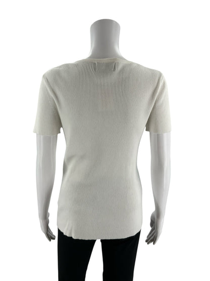 Premise White Ribbed Pre-Owned Ladies Top - Size Large - Margaret’s Fine Consignment