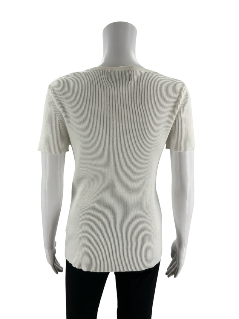 Premise White Ribbed Pre-Owned Ladies Top - Size Large