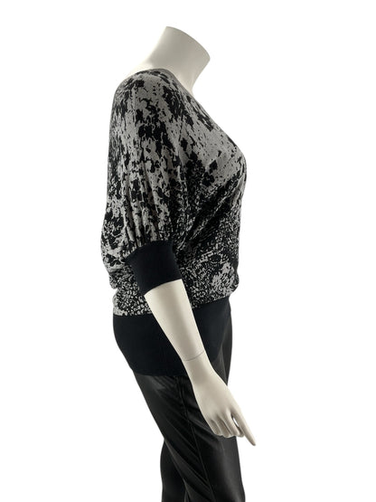 Worthington Black/Gray Print Pre-Owned Ladies Short Sleeve Top - Size 1X