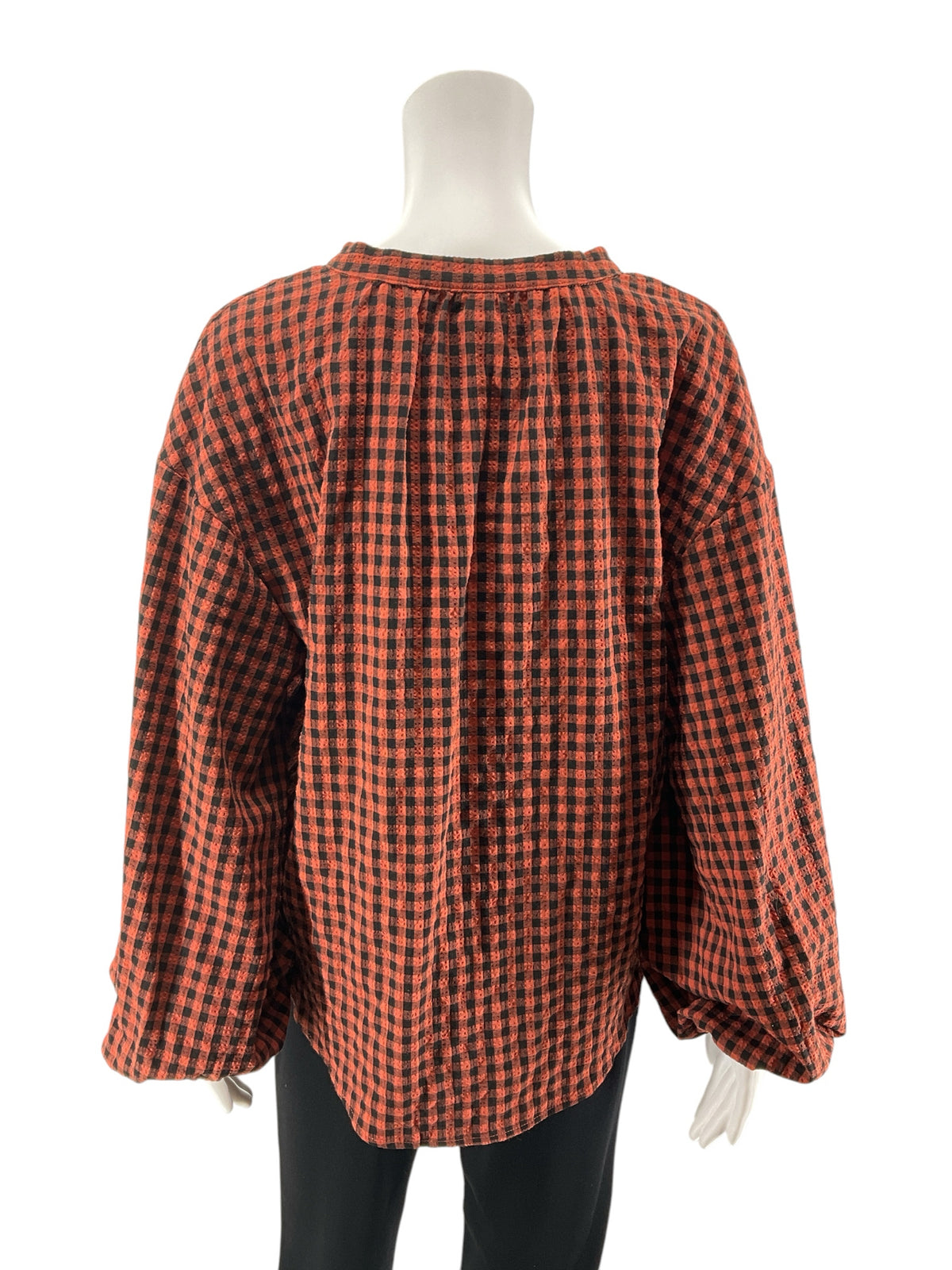 A New Day Rust &amp; Black Plaid Peasant Blouse | Size Medium - ONLINE ONLY