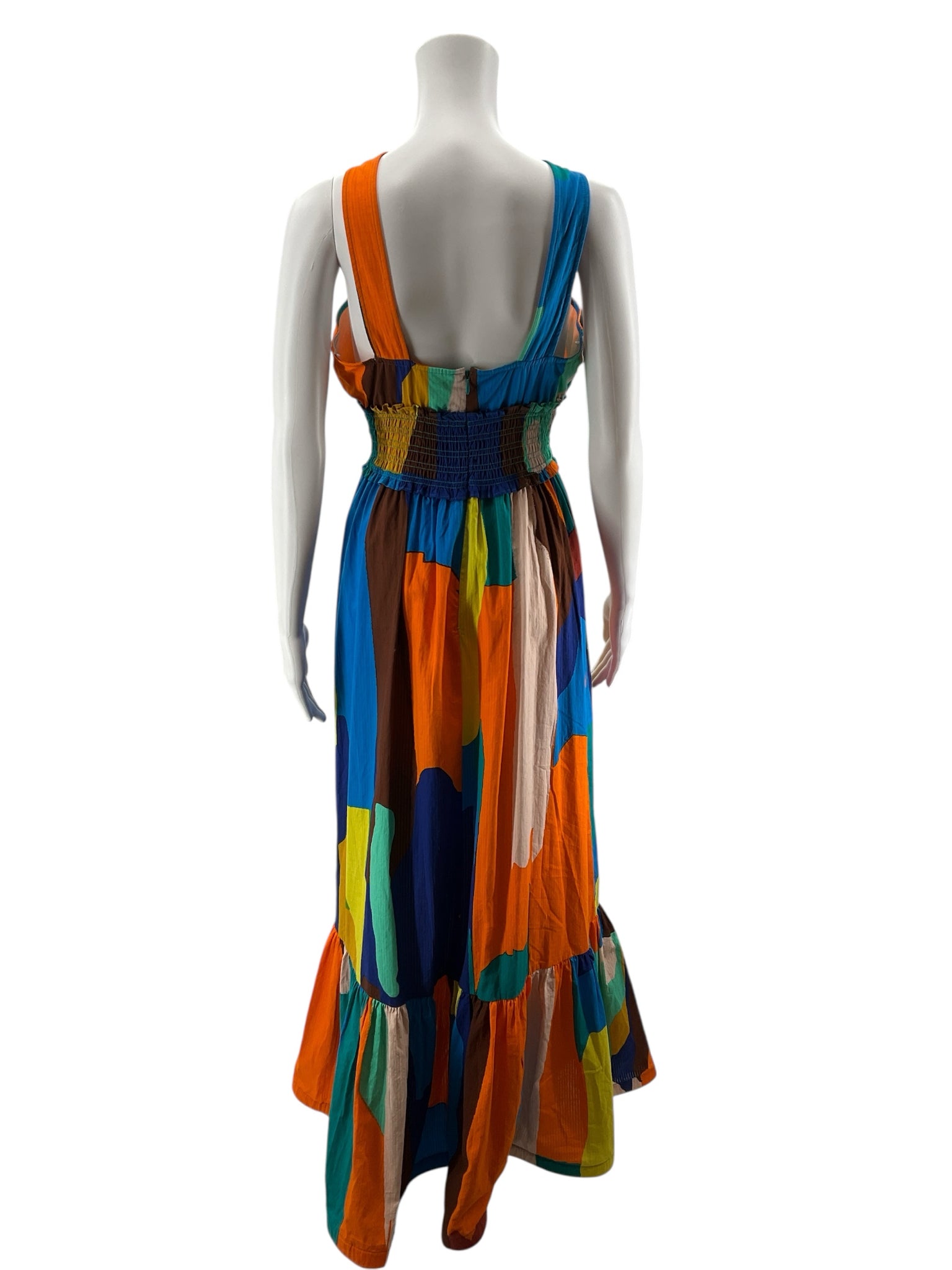 Plenty by Tracy Reese Abstract Print Shirred Waist Maxi Dress Size Small