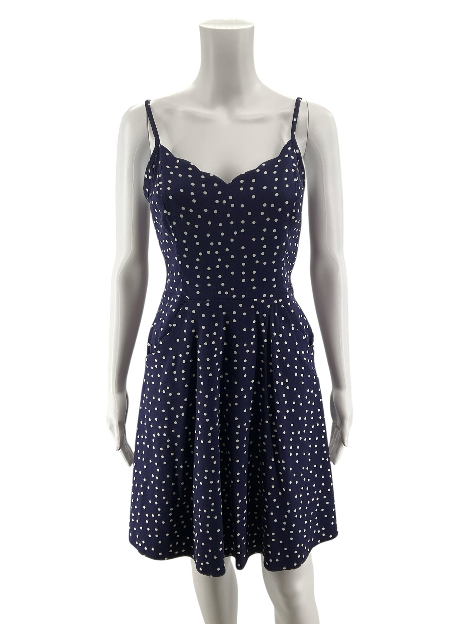 41 Hawthorn Size Small Navy/White Polka Dot Pre-Owned Ladies Dress