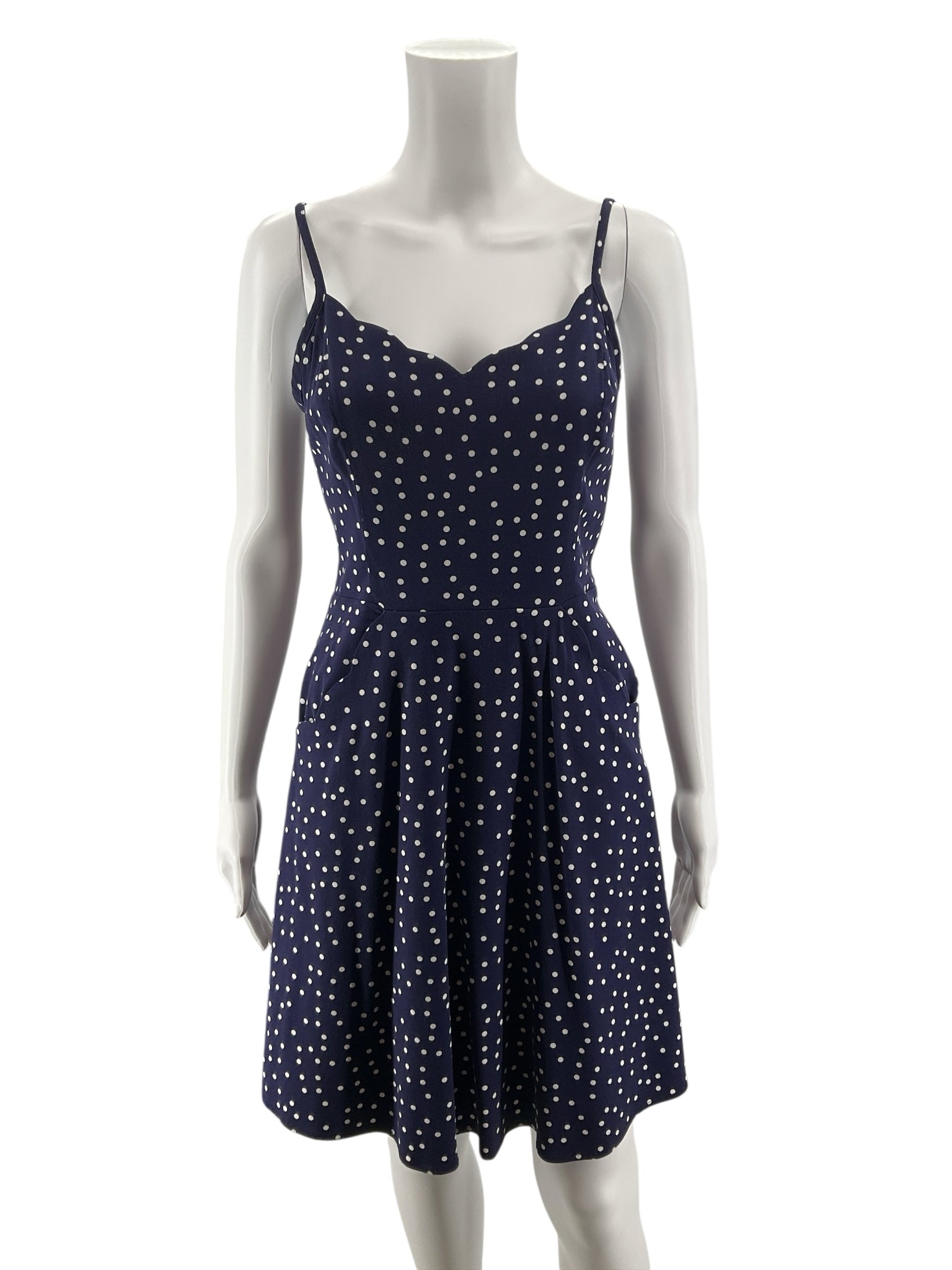 41 Hawthorn Size Small Navy/White Polka Dot Pre-Owned Ladies Dress