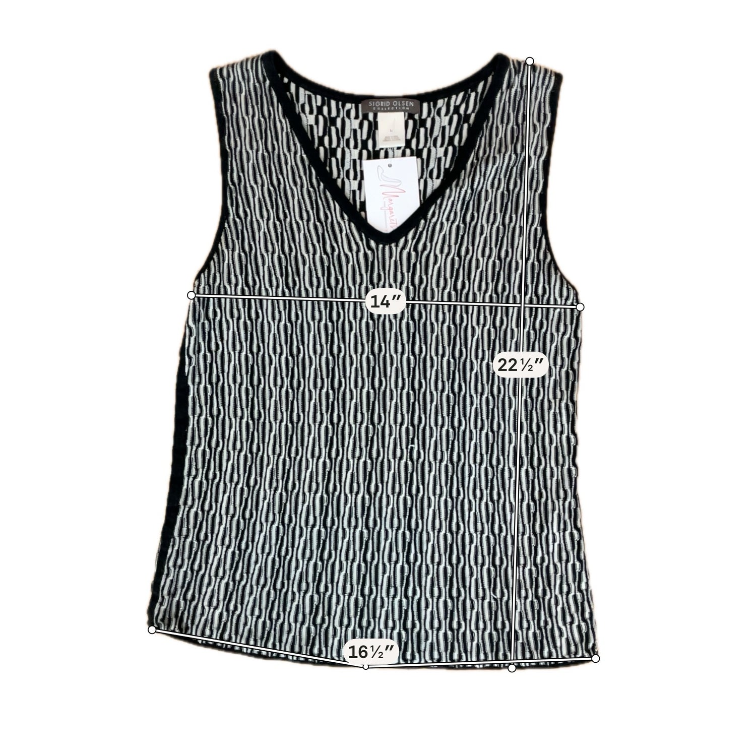 Sigrid Olsen Collection Tussah Silk Blend Chain Link Knit Tank Top | Medium