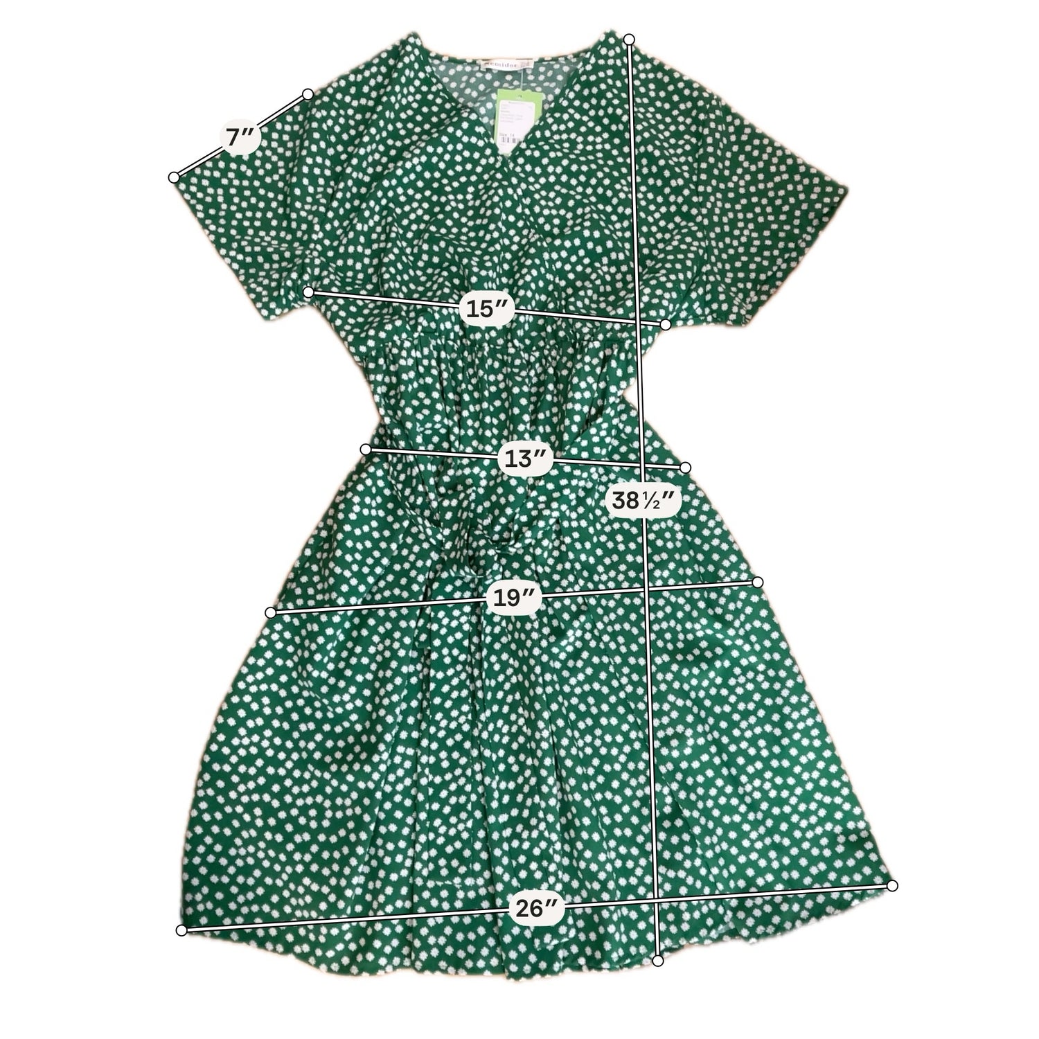 Nemidor Green Daisy Floral Faux Wrap V-Neck Dress Size UK 18 / US 14