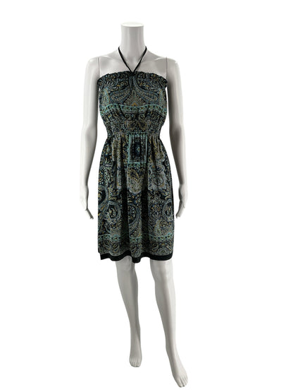 Classique Black/Blue Paisley Pre-Owned Ladies Dress - Size Small