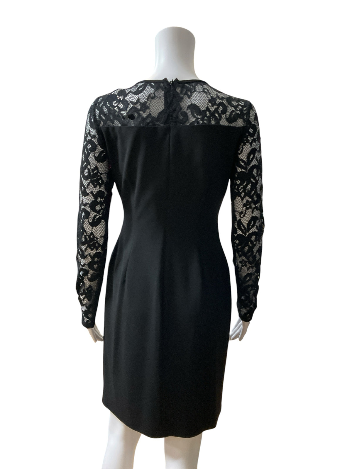 Ivanka Trump Lace Yoke Ruched Sheath Dress Black Size 4 - ONLINE ONLY