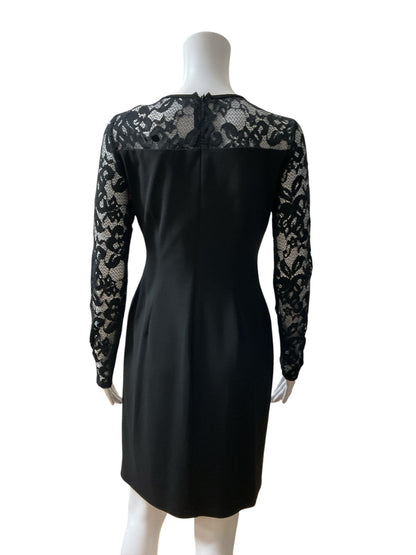 Ivanka Trump Lace Yoke Ruched Sheath Dress Black Size 4 - ONLINE ONLY