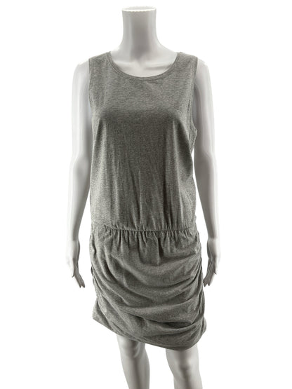 cabi Ruched Tank Dress Heather Gray Sleeveless Cotton Blend | Size Medium