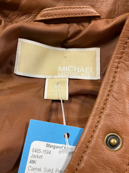 MICHAEL Michael Kors Camel Lamb Leather Moto Jacket Size Medium