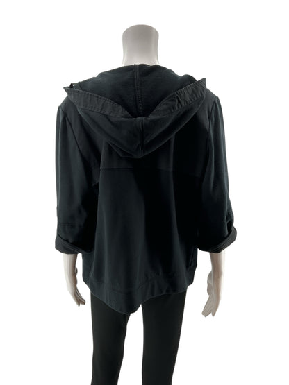 Cynthia Max Black Cotton Hooded Utility Jacket Size Medium