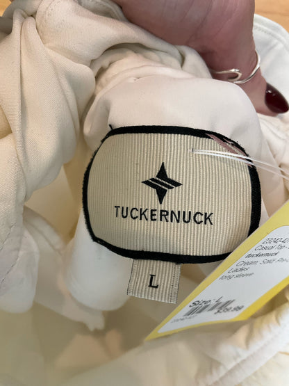 Tuckernuck Cream High Ruffle Neck Bow Back Blouse - Size Large - ONLINE ONLY