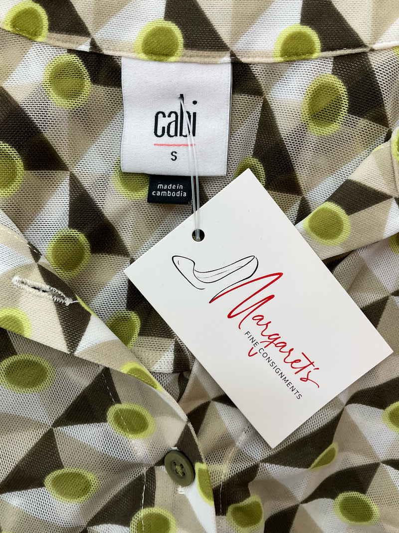 Cabi Green/Brown Print Pre-Owned Ladies Top - Size Small