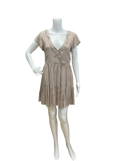 Altar'd State Size XS tan/white Stripe Dress