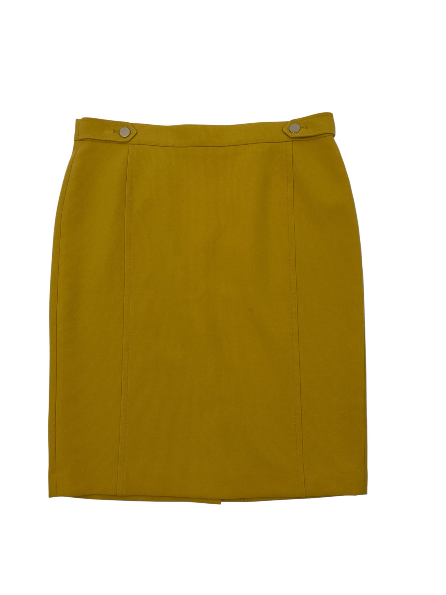 Ann Taylor High Waist Pencil Skirt Mustard Yellow Stretch Lined Size 14