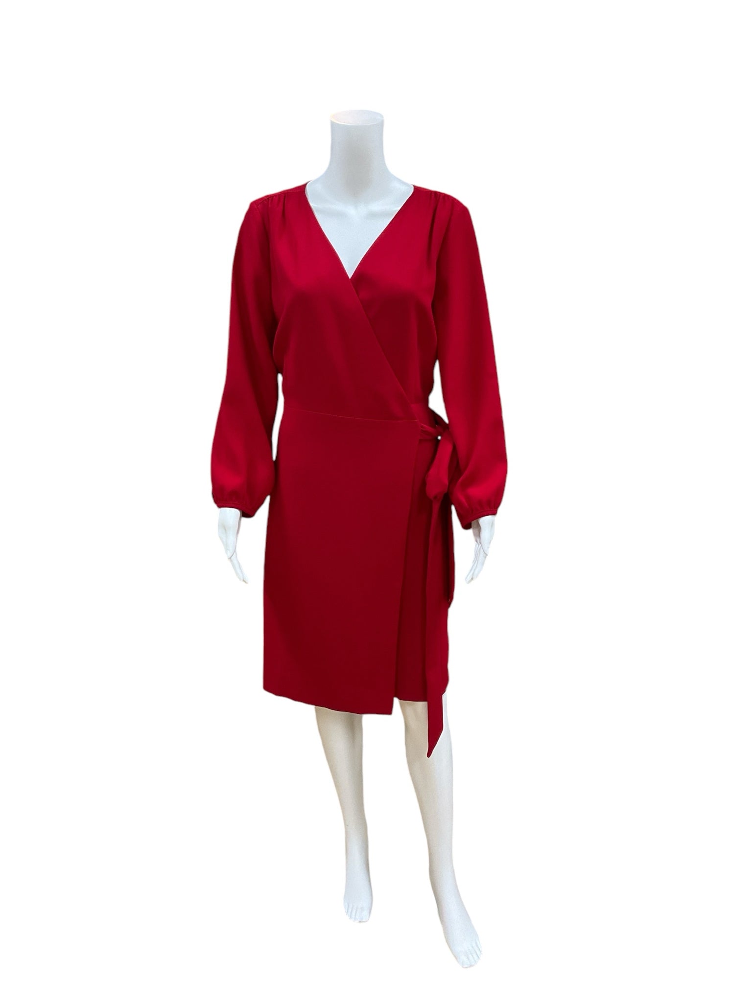 J Crew Size 14 Red Wrap Consignment Ladies Dress