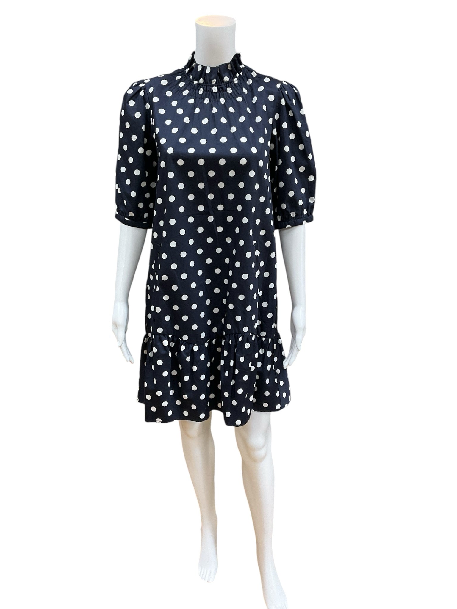 Tyler Boe Size XS Navy/White Polka Dot Consignment Ladies Dress