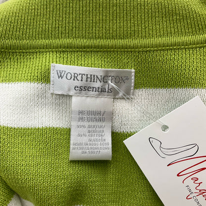 Worthington Green/White Stripe Pre-Owned Ladies Top - Size Medium - Margaret’s Fine Consignment