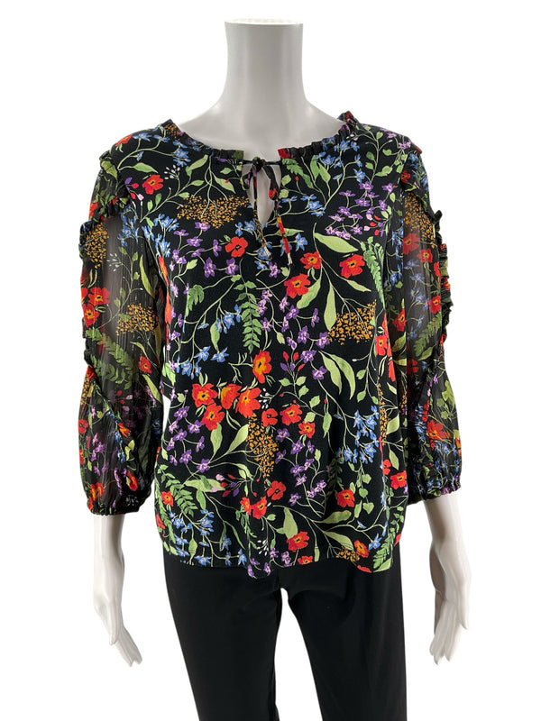 Maeve Black/Multi Floral Pre-Owned Ladies Top - Size XS