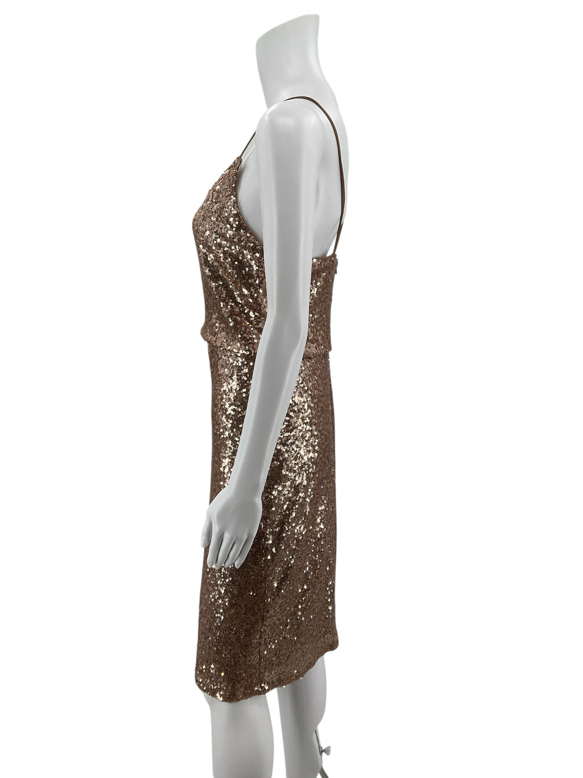 Jenny Yoo Collection Cleo Rose Gold Sequin V-Neck Gown Dress Size 6